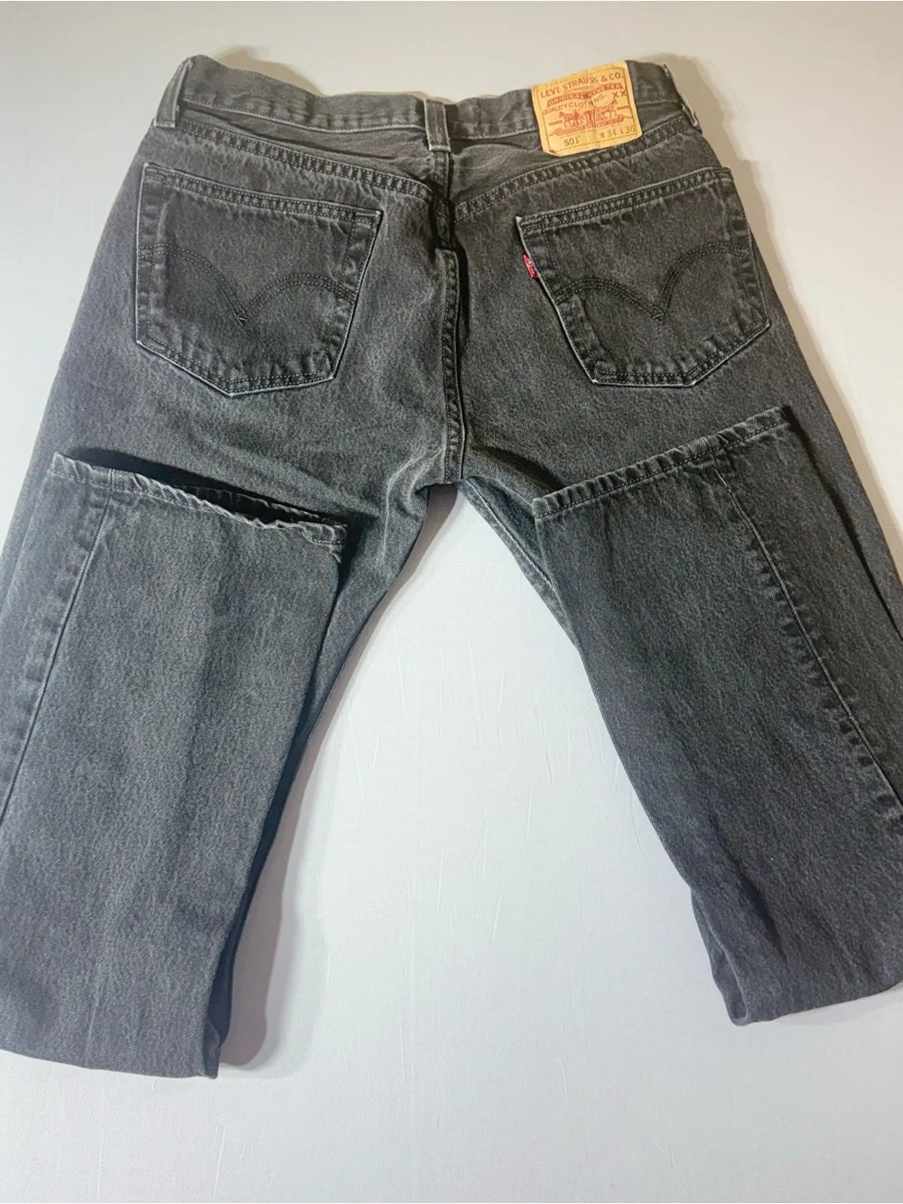 Vintage‎ Levi's 501 Original Fit Button Fly Black Denim Jeans 34x36